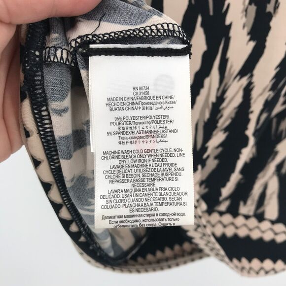 BCBGMaxazria Bridgit Mini Dress Womens Small Black Ivory Animal Print V Neck - Picture 6 of 13